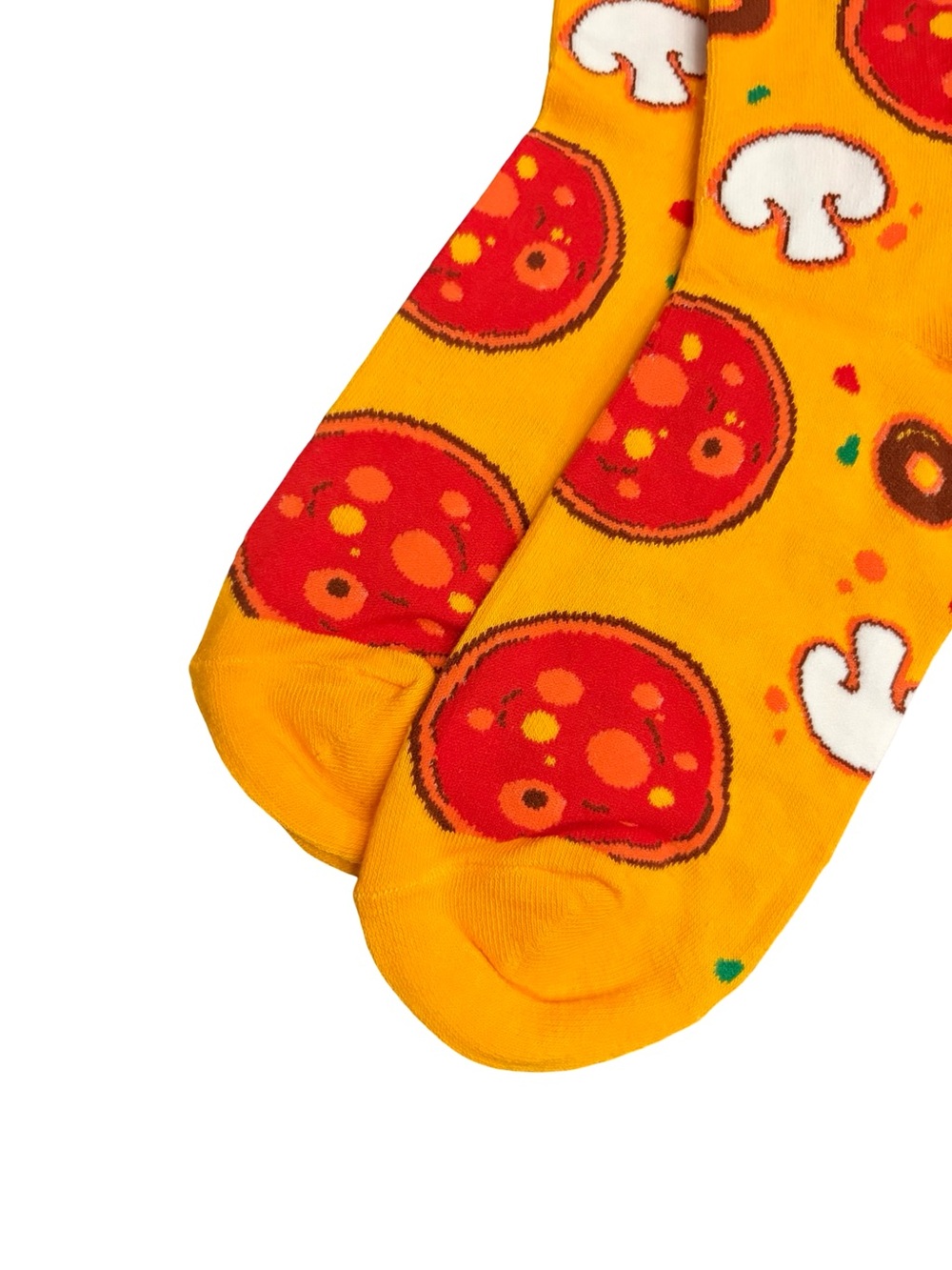 Pizza Novelty Crew Socks Orange Pepperoni Mushroom Food One Size - Picture 3 of 4
